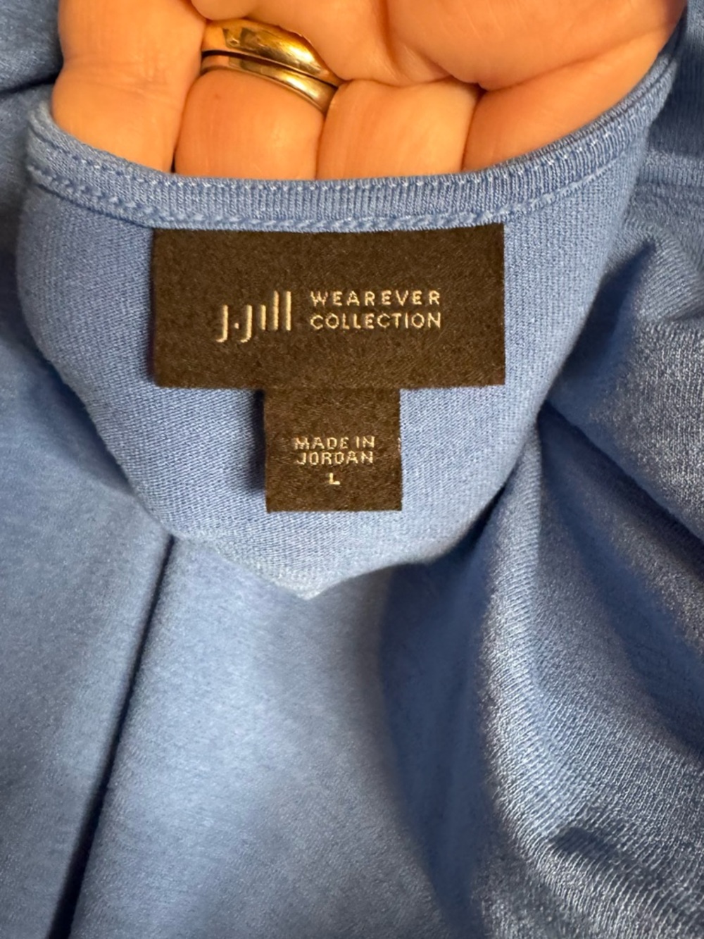 J. Jill Blue V-Neck 3/4 Sleeves Relaxed *LAYERED LOOK* Top LARGE #11 - Picture 8 of 8